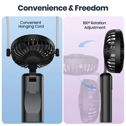 5000Mah Mini Portable Fan, USB Desk Electric Fan, Small Personal Hand Fan with USB Rechargeable Cooling Neck Fans for Room