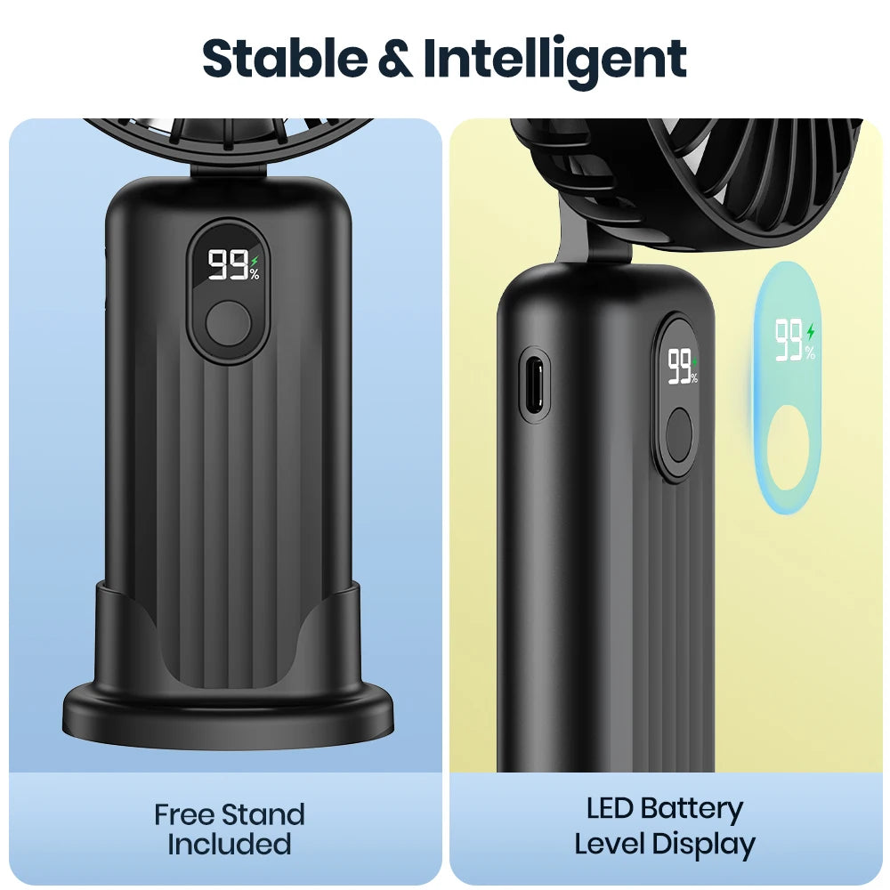 5000Mah Mini Portable Fan, USB Desk Electric Fan, Small Personal Hand Fan with USB Rechargeable Cooling Neck Fans for Room