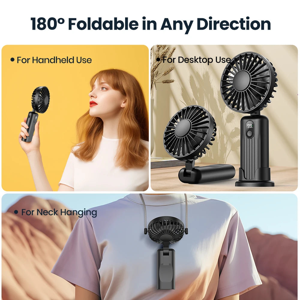 5000Mah Mini Portable Fan, USB Desk Electric Fan, Small Personal Hand Fan with USB Rechargeable Cooling Neck Fans for Room